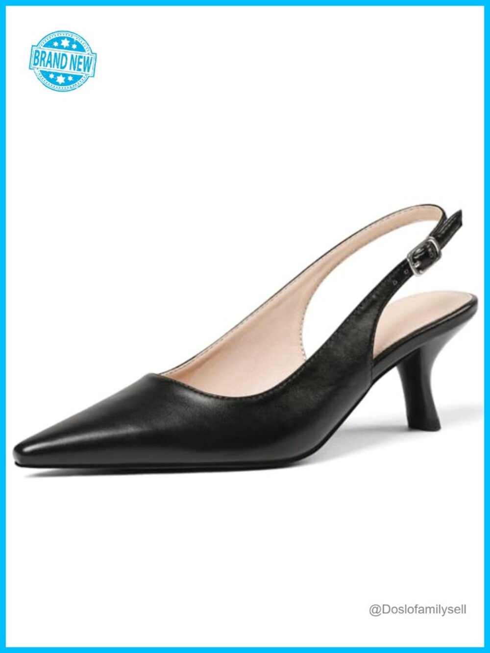 VIMISAOI Slingback Kitten Heels for Women Closed Toe Low Pumps Heels